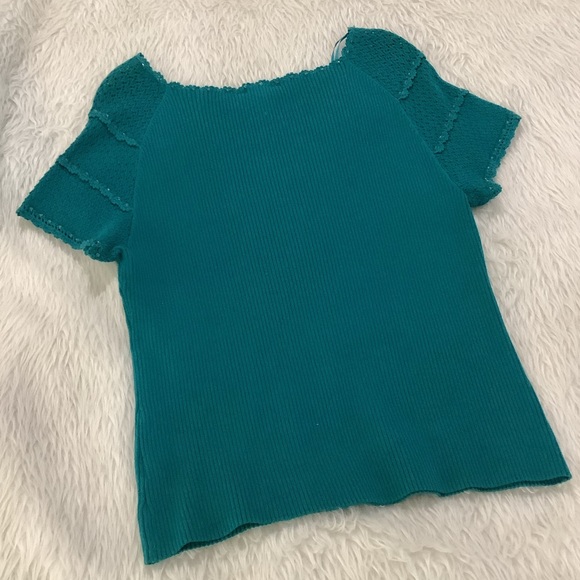 Nygard women’s turquoise blue rib embellished beaded knit top size xl - Picture 10 of 11